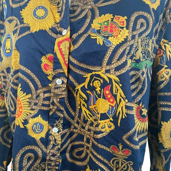 Lauren Ralph Lauren Women's collared shirt with rope and gold medallion design - Picture 3 of 9